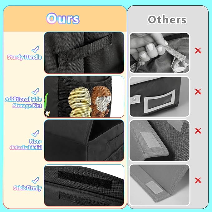 Livole 145L Toy Box, Collapsible Kids Toy Chest Bins with Lids Sturdy Large Toy Storage Organizer Boxes for Boys Nursery Room Playroom Closet, 40"X16"X14", Black
