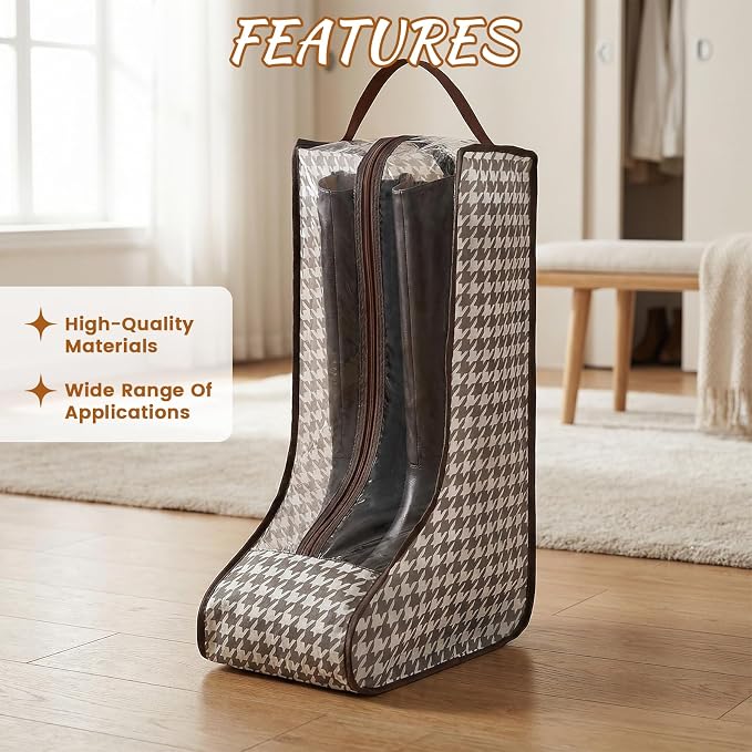 4 Pack Boot Storage Organizer Tall Boots, Brown Portable Travel Shoe Bag， Waterproof Boot Bags for Cowboy Boots Storage, Portable Dust Proof Shoes Bag for Organizer Packing, Travel and Daily Use