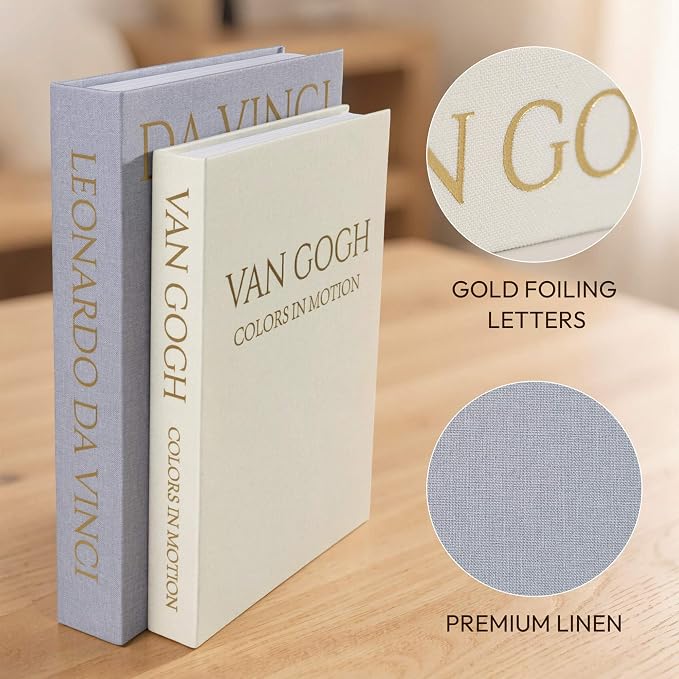 MAOBUYOU Decorative Linen Book Set of 2, Faux Book Storage Box, Coffee Table and Bookshelf Decor