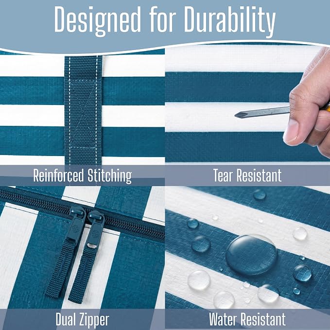 VENO 8 Pack Heavy Duty Moving Bags, Extra Large Storage Bags with Reinforced Handles & Strong Zippers, Foldable & Reusable Moving Box Alternative for Clothes & Dorm Storage