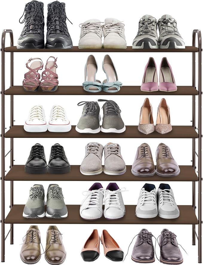 Simple Houseware 5-Tier Shoe Rack Storage Organizer, Bronze | 600D polyester light sturdy shoe organizer