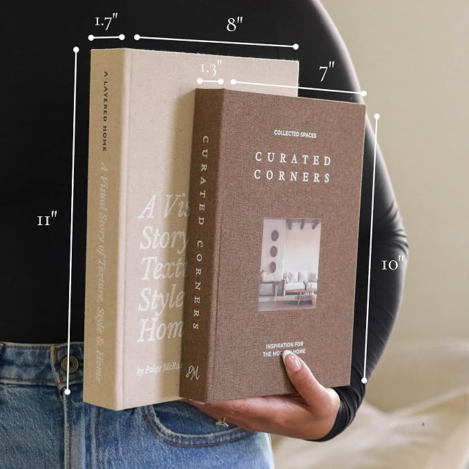 Decorative Books for Home Decor - 2 Linen Fake Books for Decorating Bookshelf, Coffee Table, Shelves - Faux Book Box for Hidden Storage and Decoration - Modern Neutral Design Fits Any Home Aesthetic