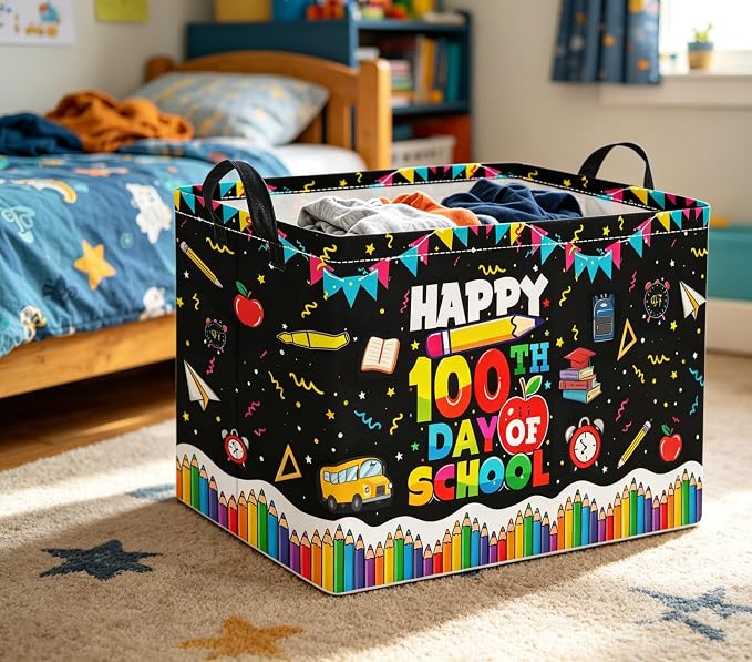 Rectangular Baby Kids Storage Basket for Home Kitchen Girls Cute Toy Storage Bin Organizer Shelf Book Room Decor(Celebration)
