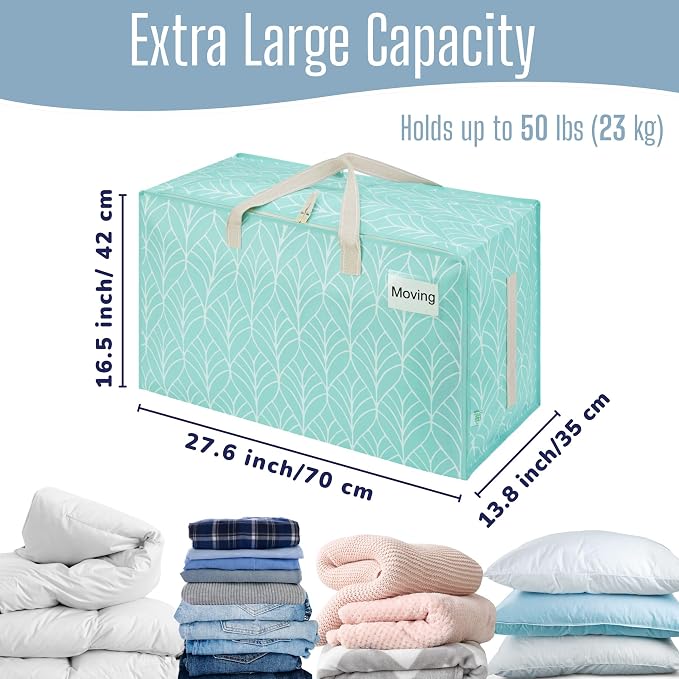 VENO 2 Pack Extra Large Heavy Duty Moving Bags with Wide Opening & Reinforced Handles, Reusable Storage Tote Bags with Strong Zippers for Clothes, College Dorm Essentials & Moving Supplies