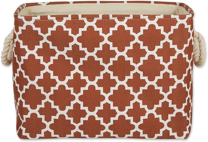 DII Polyester Container with Handles, Lattice Storage Bin, Small, Cinnamon