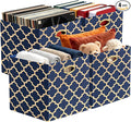 Posprica 13x13x13 Storage Cube Bins, Collapsible Storage Bins Fabric Storage Cubes Organizer Baskets Box Drawers for Shelves, Closet, Wardrobe, Bookshelf Blue/Gold Lantern, 4 Pack