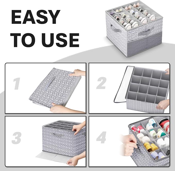 ALCOVA Shoe Organizer for Closet, Shoe Storage Box with Clear Cover, Foldable Shoe Storage Box, Fits up to 12-16 Pairs, Gray