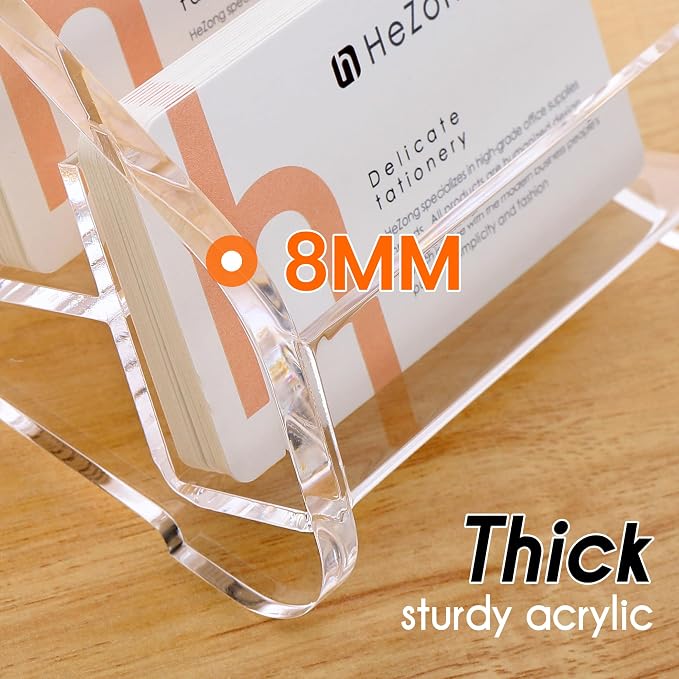 HeZone Business Card Holder Display for Desk Muitiple, Clear Acrylic Business card Stand Rack for Women and Men 12 slots 4Tier, Organize 600 cards (12 Slots