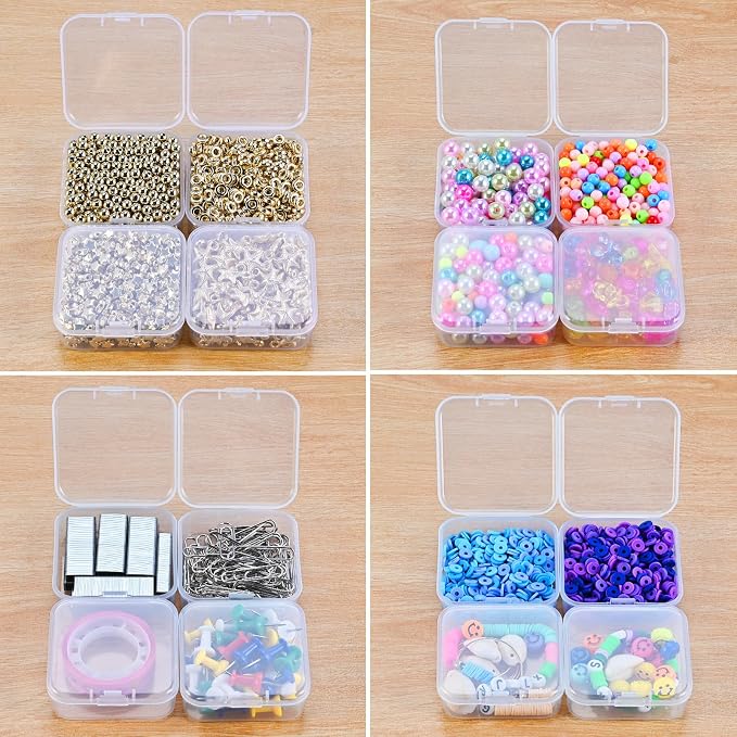 Mathtoxyz 72PCS Bead Organizer Box - Small Rectangle Bead Holder Plastic Cases for Clay Beads, Bracelet Making, DIY Jewelry, Craft, Nail