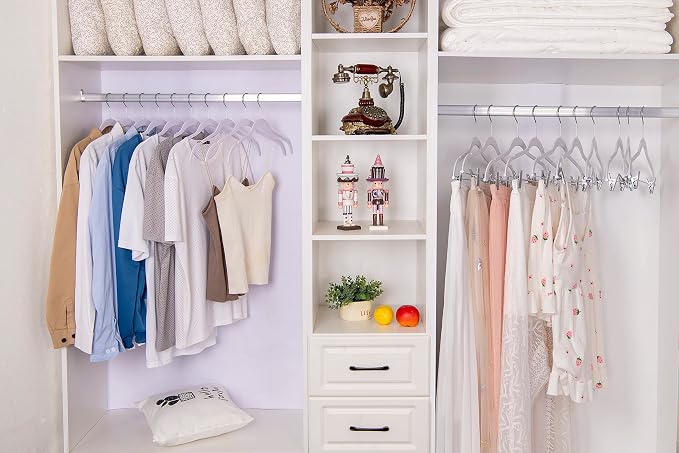 Quality Hangers Clothes Hangers 200 Pack - Non-Velvet Plastic Hangers for Clothes -Heavy Duty Coat Hanger Set -Space-Saving Closet Hangers with Chrome Swivel Hook, Non-Flocked Hangers (200, White)