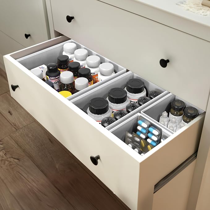 Simple Houseware Foldable Drawer Organizer for Clothes/Underwear/Panty/Onesie Stocking Bin, Set of 12, Gray