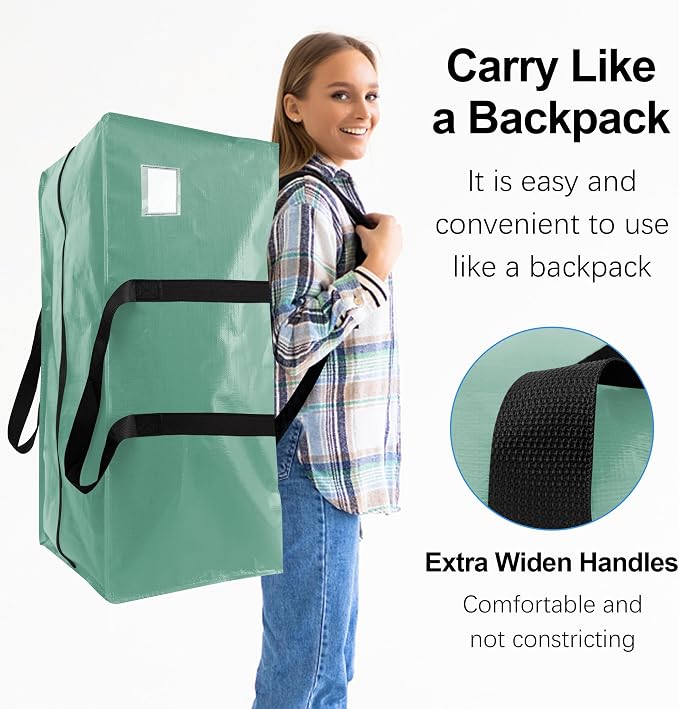 VELVETSURE 6 Pack Heavy Duty Large Moving Bags W/Backpack Straps - Strong Handles & Zippers, Storage Totes For Space Saving, Fold Flat, Alternative to Moving Box and Storage Bin, Teal