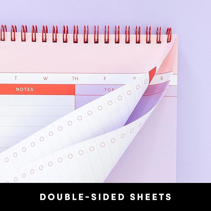 PAPERAGE To Do List Notepad, Daily To Do List Notebook, 60 Double-sided Tear-off Sheets, 1 Pack, 6.5" x 9.5", Undated Daily Planner Checklist for Office, School or Home (Pastel Rainbow Stripe)