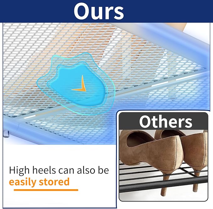 SUFAUY 5-Tier Mesh Shoe Rack, Closet Metal 33" Wide Shoe Shelf Heavy Duty, White