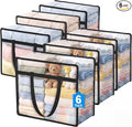 Budding Joy 6 Pack Clear Zippered Storage Bags for Clothes,40L Closet Organizers and Storage Containers Vinyl Moving Bag for Bedding, Linen, Blankets, Comforters, Clothing & Toys, Black