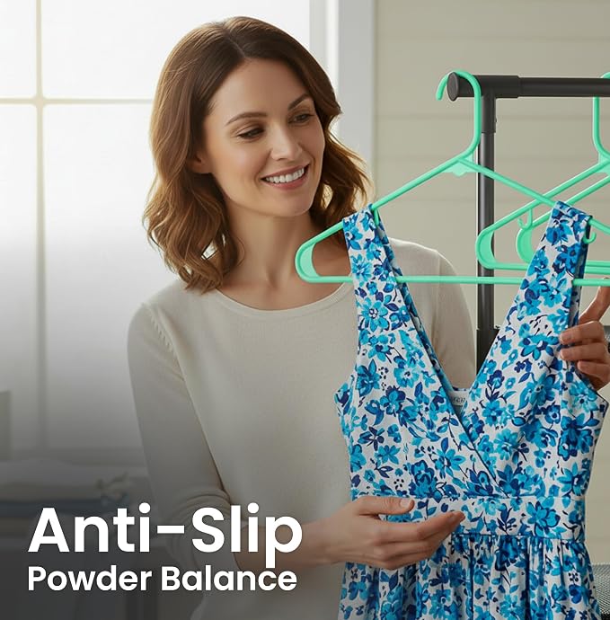 Utopia Home Plastic Hangers 30 Pack – Built-in Strap Hooks Aqua | Space saving | Durable & strong | Closet organizer | Clothes hangers | Ideal for shirts, pants, skirts & coats
