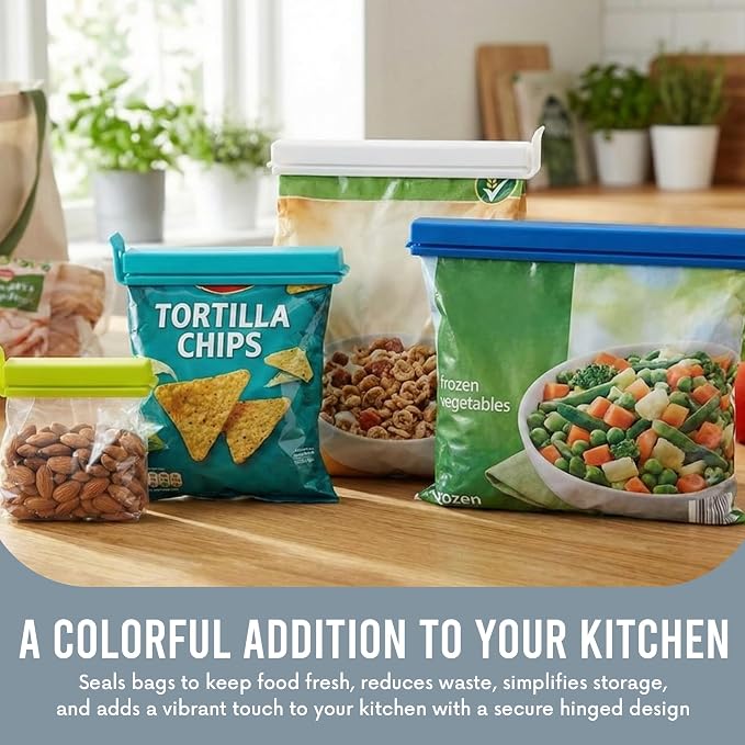 Linden Sweden Twixit Bag Clips - Keep Food Fresh, Stop Spillage - Easily Date Stamp Frozen Bags - Chip Clips for Storage and Organizing - Microwave, Freezer & Dishwasher-Safe - BPA-Free - Set of 10