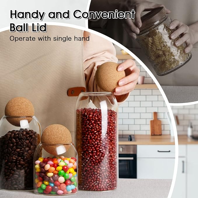 NUTRIUPS Storage Glass Jar Set Food Storage Tank With Wooden Lid 500 ML,800ML,1200ML