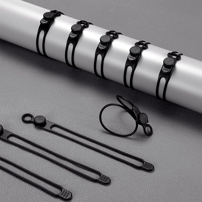 Nuanchu 40 Pcs Silicone Cable Ties Reusable Holder Adjustable Straps Multipurpose Charging Cable Organizer for Fastening Charging Cords Wires(7.1 Inch,Black)