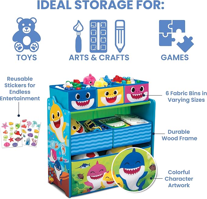 Baby Shark Design & Store 6 Bin Toy Storage Organizer by Delta Children