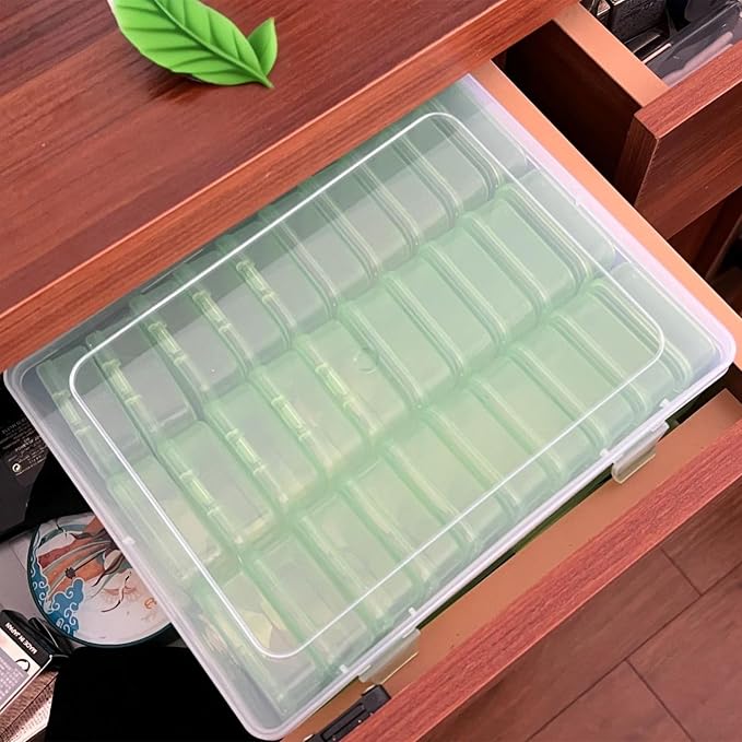 Green Plastic Box Bead Organizer Box-30Pcs Plastic Bead Storage Containers Craft Storage Box with Hinged Lid, 1sheet Labels, Mini Box for Jewelry Making, Diamond Art, Small Parts, Fishing toolbox