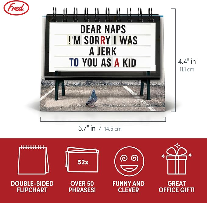 Genuine Fred Daily Marquee Desktop Flipchart, 52 Witty Signs, Fun & Functional Desk Accessories for Home or Office, Funny Gift for Coworkers, Office Gifts