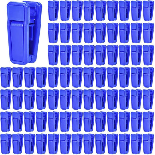 KISEER 80 Pcs Plastic Baby Hanger Clips Slim-line Finger Clips Set for Clothes Hanger Velvet Hanger (Blue)