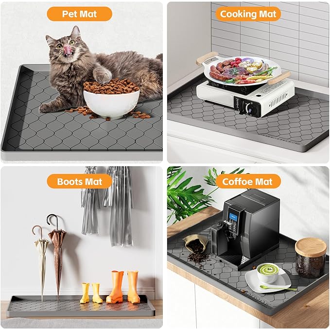 Winisok Silicone Under Sink Mat 19" x 19", kitchen Essentials and Gadgets, Shelf liner and Cabinet Protector, Home Organizers and Storage, Waterproof Bathroom Tray
