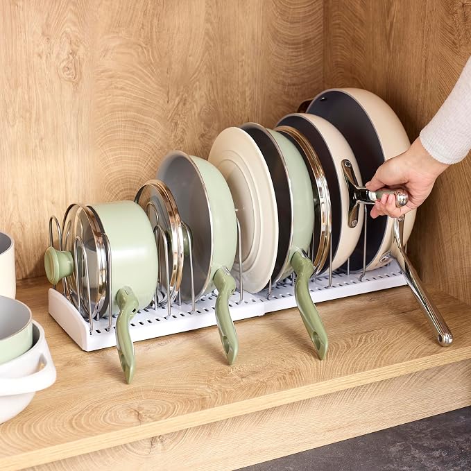 YouCopia StoreMore Expandable Pan + Lid Rack, Pot Lid Organizer, Adjustable