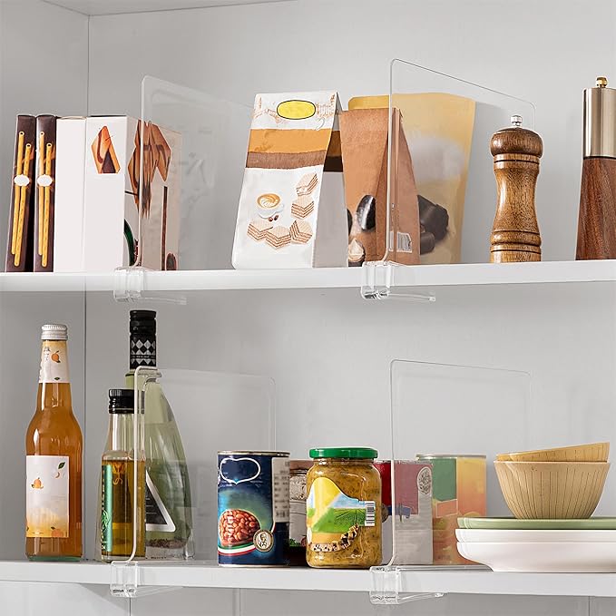 10 Pack 12 Inches [Extra Tall Version] Clear Shelf Dividers for Organization, Acrylic Closet Shelf Vertical Shelves Organizer for Bedroom, Kitchen and Office