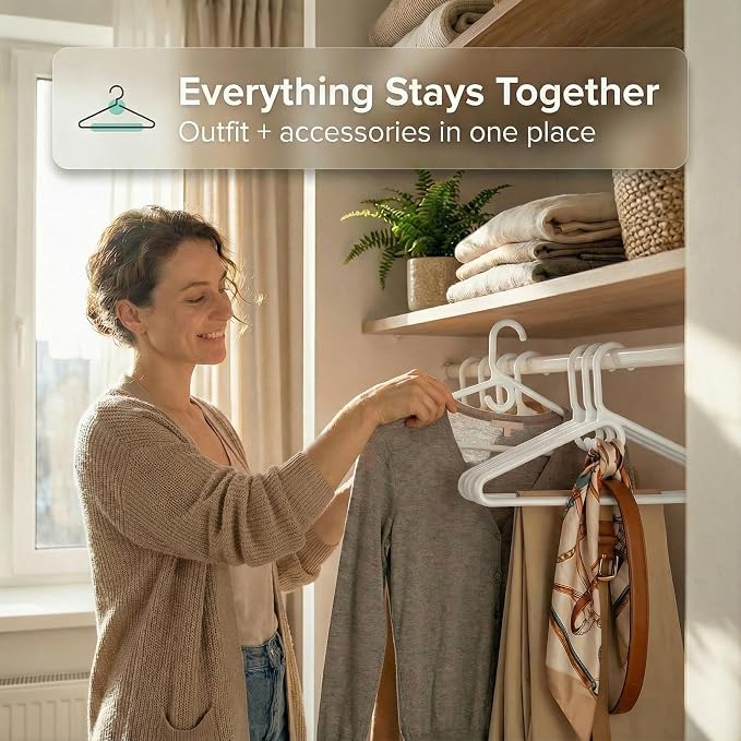 DEILSY™ Heavy Duty Plastic Hangers 30 Pack - Extra Heavy Duty Hangers for Clothes, Thick White Plastic Hangers, Strong Clothes Hangers with Hook for Scarves & Belts
