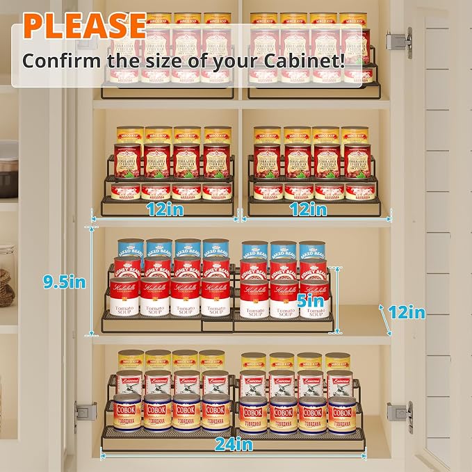 Dmevkic Expandable Can Organizer for Pantry,3-Tier Adjustable Can Organizers and Storage Holds Up to 24 Cans,Can Storage Rack for Pantry,Kitchen,Cabinet