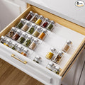 MIUKAA White Spice Drawer Organizer, 4 Tier - 8 Pack Seasoning Organizer for Drawer, Expandable From 13" to 26" Kitchen Drawer Spice Rack (Jars not Included)