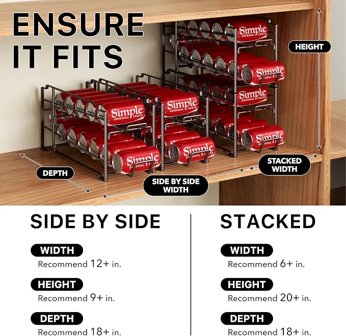 Simple Houseware Stackable Beverage Soda Can Dispenser Organizer Rack, Bronze - 2 Pack