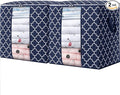 WISELIFE Storage Bags 2 Pack/100L Large Blanket Clothes Organization and Storage Containers for Comforters,Bedding, Foldable Organizer with Reinforced Handle, Clear Window, Sturdy Zippers,Blue