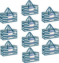 VENO 10 Pack Heavy Duty Moving Bags, Clothes and Comforter Storage Bags with Clear Window, College Dorm Essentials Packing Supplies, Foldable Boxes Alternative (Classic Navy Stripe, 10 Pack)