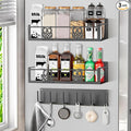 Spice Rack Magnetic for Fridge,Magnetic Fridge Shelf,Spice Shelf,Condiment Organizer,Refrigerator Organizers and Storage with Magnetic Hooks,Owl Kitchen Decor(Gray)