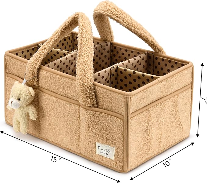 PeraBella Diaper Caddy Organizer for Changing Table, Storage Basket for Wipes, Gift for Baby Shower, Car Organizer, Nursery Organizer, Portable Storage