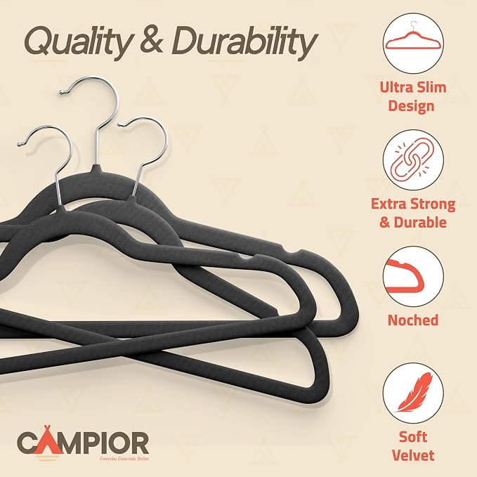 Black Velvet Hangers 120 Pack – 360° Swivel Hook, Non-Slip and Space Saving Hangers, Heavy-Duty 11 lbs Weight Capacity - Smooth Velvet Finish for Crease-Free Clothes and Effortless Closet Organization
