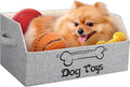 2X Thicker Large Dog Toy Collapsible Fabric Dog Toy Box and Storage Bin With Handle - Trapezoid Dog Toy Basket Chest Organizer for Pet Toys, Blankets and Accessories