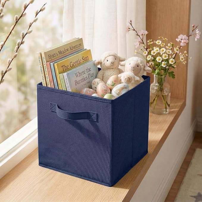 ShellKingdom Storage Bins, Foldable Fabric Storage Cube And Cloth Organizer | Storage Drawer For Closet And Toys, 13 X 13 X 13 INCH, 2 Pack (Dark Blue)