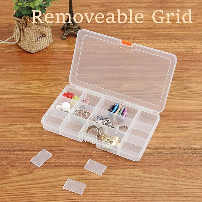 Moon Magpie 8PACK Extra Thick Bead Organizers, Mini Clear Plastic Storage Box Craft Containers for Nail jewelry rhinestones DIY Supply Case