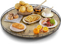 Lazy Susan Turntable Organizer for Table Top, 24’’ Round Wooden Lazy Susan for Cabinet Kitchen Countertop Pantry Dining Coffee Table for Condiments Spices, Rustic Bathroom Vanity Tray for Soap Candle