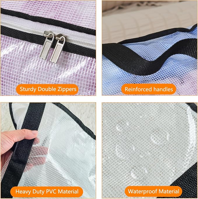 MKOKYD 40L Clear Storage Bags for Blanket, Clothes, Comforter, Bedding, Sheet, Pillow - Closet Organizers and Storage Containers, Under Bed Storage Bag with Zipper (Black, 4 Pack)
