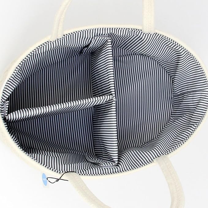 Casaphoria Woven Sundries Hamper - Cotton Rope Basket for Storage, Caddy, Organizer with Handle - Cream White (14.2"x8.5"x7.1")