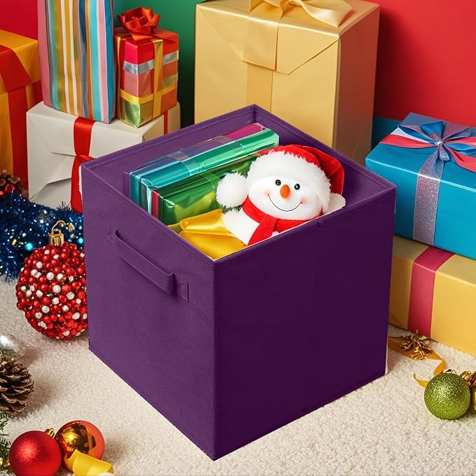 ShellKingdom Storage Bins, Foldable Fabric Storage Cube And Cloth Organizer | Storage Drawer For Closet And Toys, 13 X 13 X 13 INCH, 6 Pack (Purple)