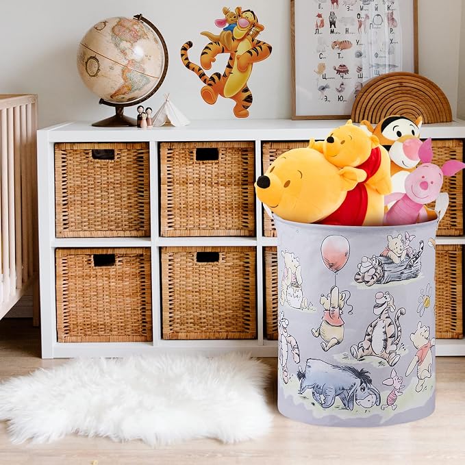 Bear Storage Basket, Nursery Large Hamper Canvas Laundry Basket Foldable With Waterproof Pe Coating,For Kids Boys And Girls, Bathroom, Bedroom, Clothes,Toy Bin