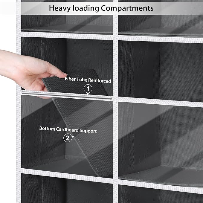 Univivi Over The Door Organizer, 6 Tiers Behind Door Storage with Clear Deep Pockets Hanging Organizer for Closet, Bedroom, Nursery, Bathroom and Sundries (Dark Grey)