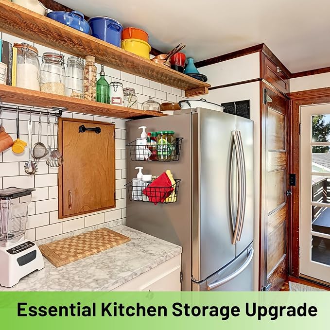 Ofiray-home Magnetic Shelf for Fridge, Seasoning Organizer with Strong Magnets for Kitchen Storage Organization, Moveable Magnetic Spice Rack for Refrigerator, Whiteboard, Kitchen Counter, Cabinet