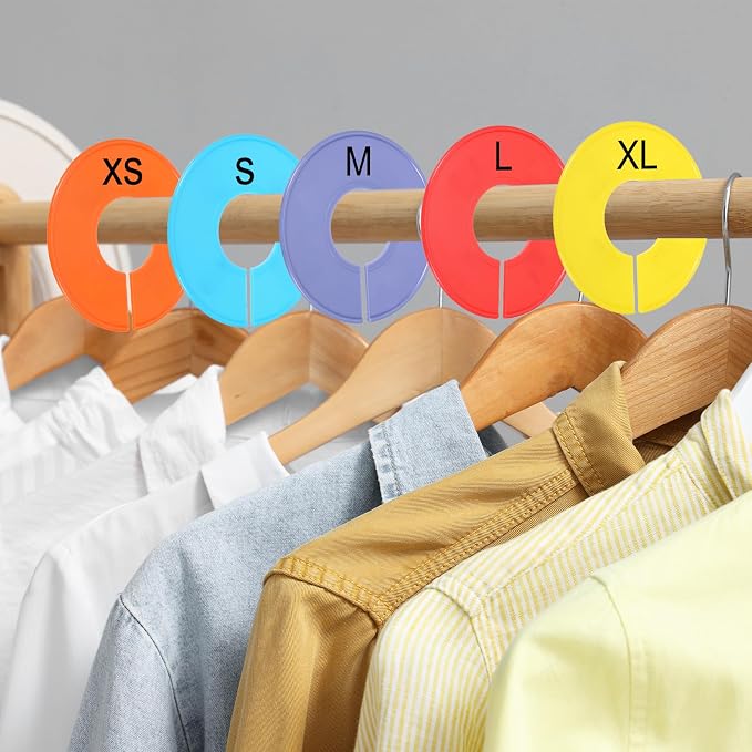 uxcell 10 Pcs Clothes Dividers,Round Closet Rack Dividers Clothing Rack Size Dividers Blank Labels Writable & Reusable for Hanging Clothes Sorting Size, Orange